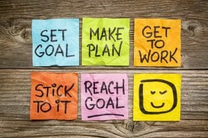 goals/success concept with sticky notes/sanespaces.com